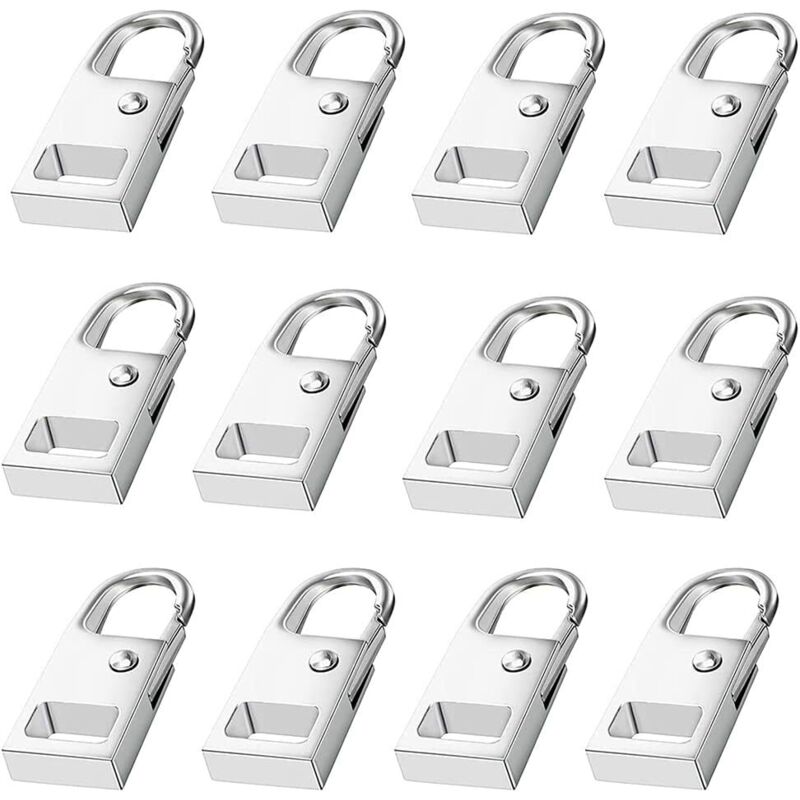 12 pezzi tira cerniera, fissaggi per cerniere, tira cerniera di ricambio, lisci e resistenti, per vestiti, valigie, zaini, fai da te (argento)