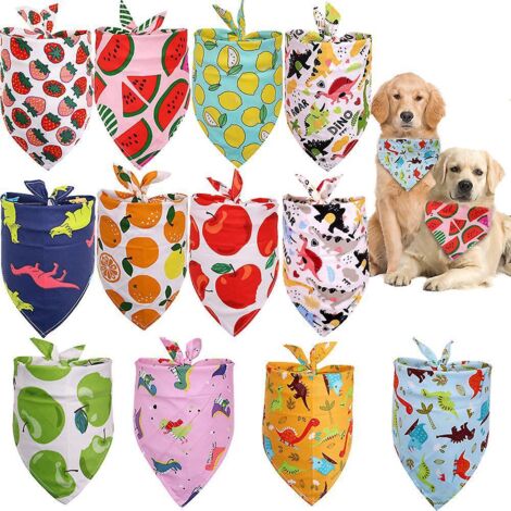 12 Pices Bandanas Pour Animaux De Compagnie Bandana Pour Chien D't Charpe Pour Chien Hawaen Bavoirs Triangle Pour Animaux De Compagnie Ajustable B