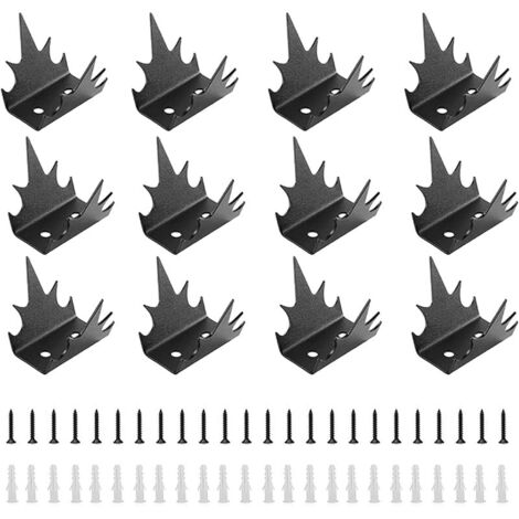12 Pics Anti-Pigeon Acier au Carbone, Kit Répulsif Sécurité pour Murales Jardiniere Jardins sur Toits Clôture Confidentialité, Pic Anti-intrusion Faune pour Effrayer écureuil Corbeaux Moineaux Chats