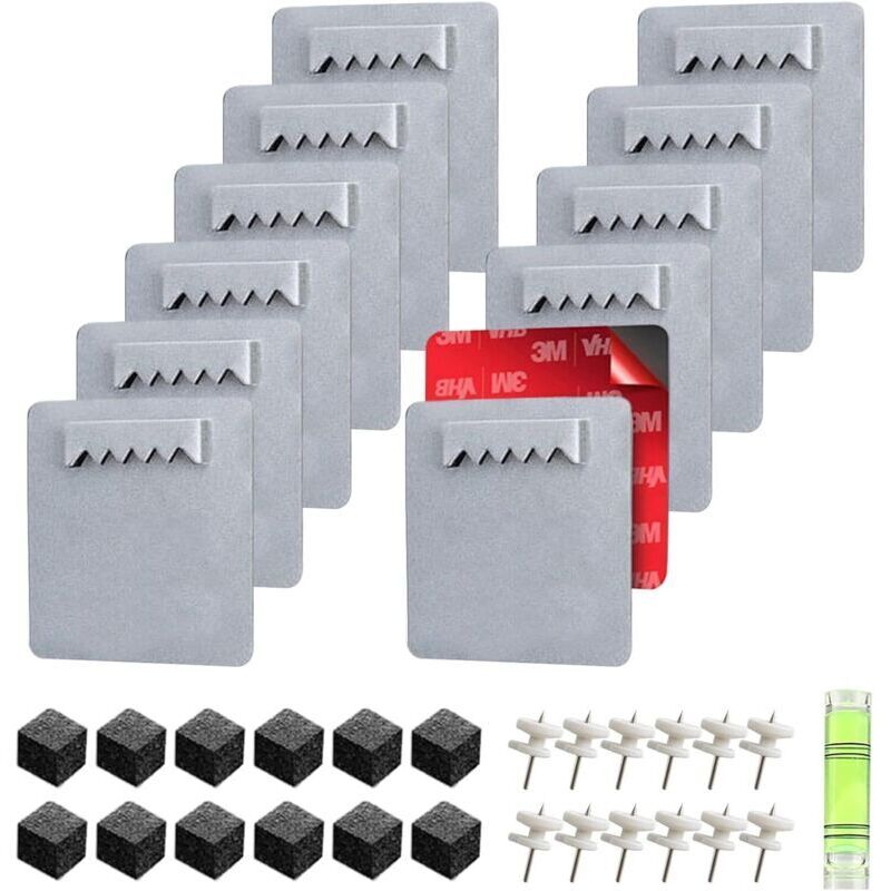 12-Piece Adhesive Picture Hangers, No-Drill Adhesive Frame Mounts for Photos and Mirrors, Adhesive Frame Fixings for Hanging Mirrors or Pictures, Up
