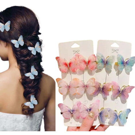12-Piece Butterfly Hair Clips, Top-Quality Rhinestone Butterfly Hair Clips, Cute Hair Clips for Girls, Small Hair Clips, Elegant Styling Tools, Suitable for Everyday Wear, Parties, School, Weddings