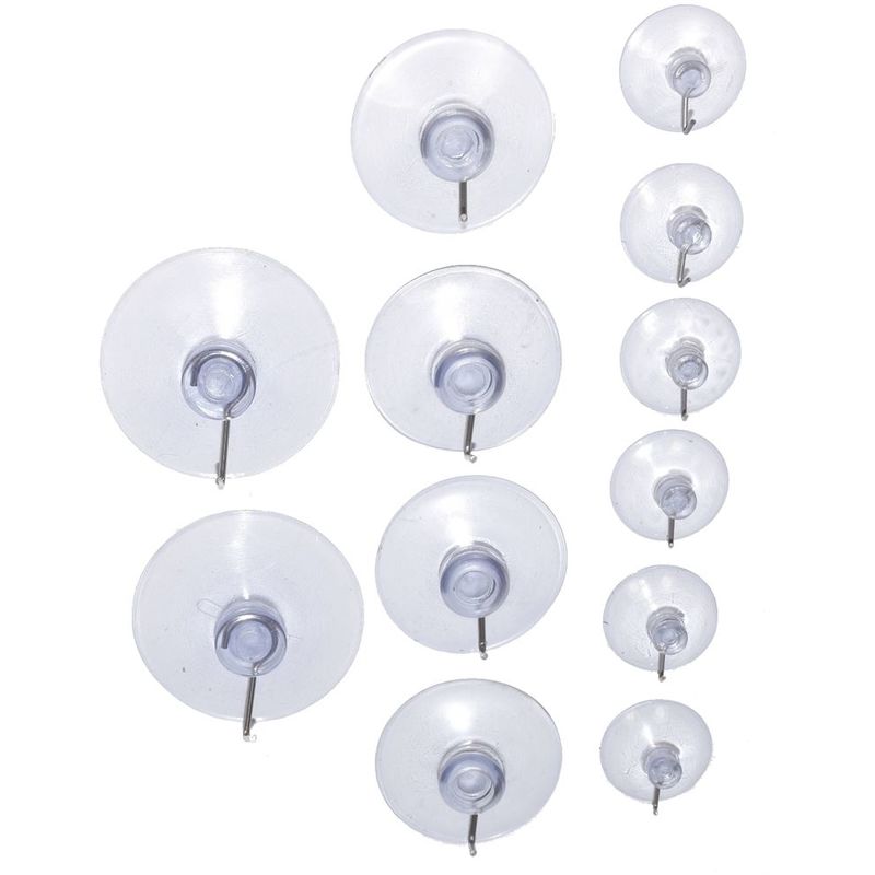 12 Piece Home and Office Transparent Wall/ Tile Suction Cup Hook Set