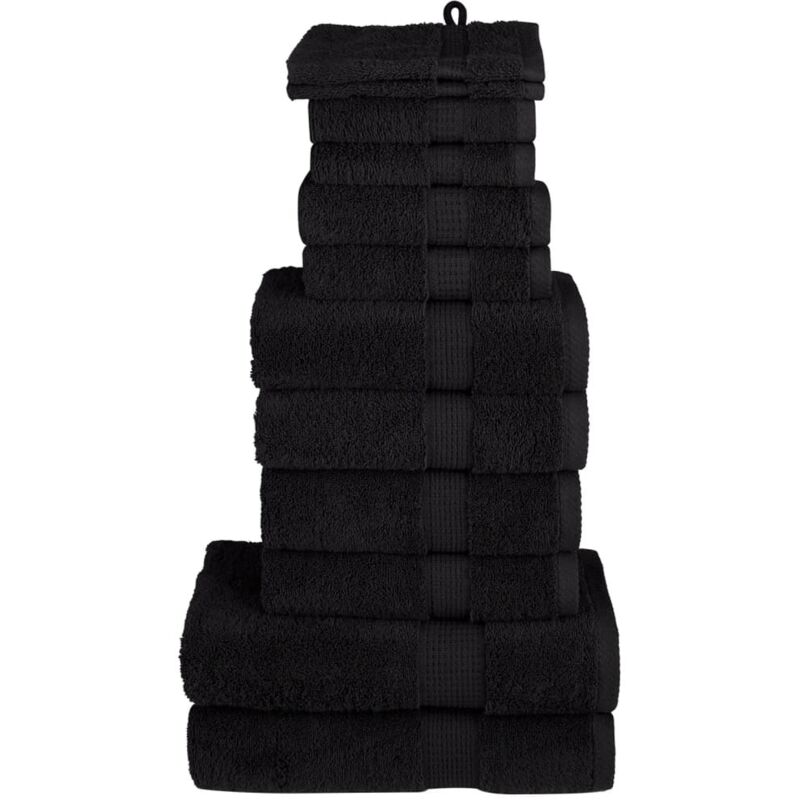 12 Piece Premium Towel Set Solund Black 600 Gsm Vidaxl