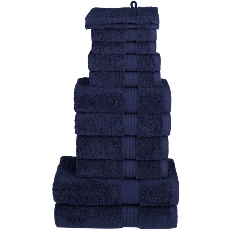12 Piece Premium Towel Set Solund Navy Blue 600 Gsm Vidaxl