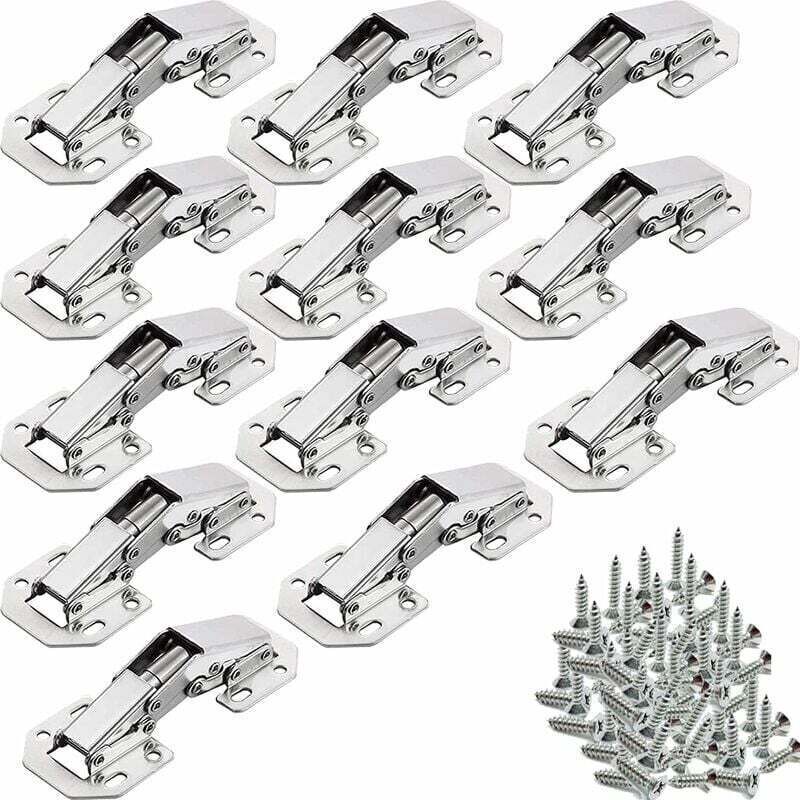 12-Piece Set of Cabinet Door Hinges, Kitchen Door Hinges, 90° Furniture Hinges, Invisible Hinges, Matching Screws, Suitable for Cabinet Doors and