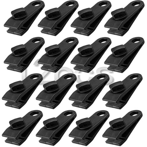 12-Piece Tarp Clip Set, Heavy-Duty Tarp Clips, Instant Awning Clips for Tents, Tarps, Caravans, Garden Shade Covers, Black (12)