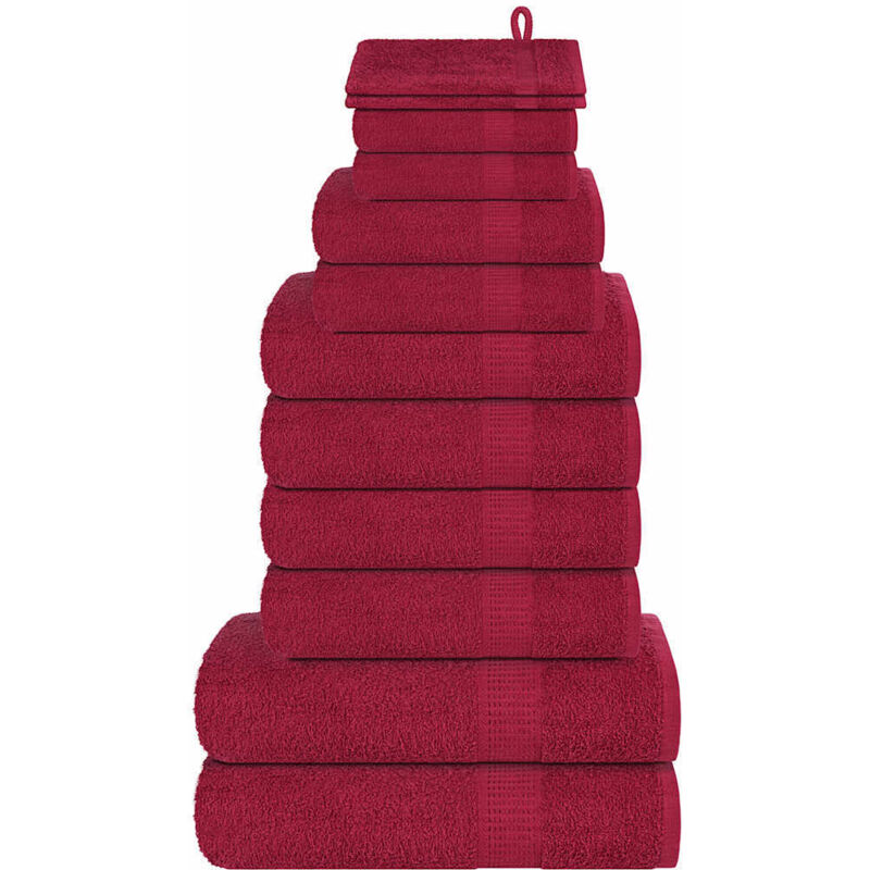 12 Piece Towel Set Bordeaux 360 Gsm 100% Cotton Vidaxl