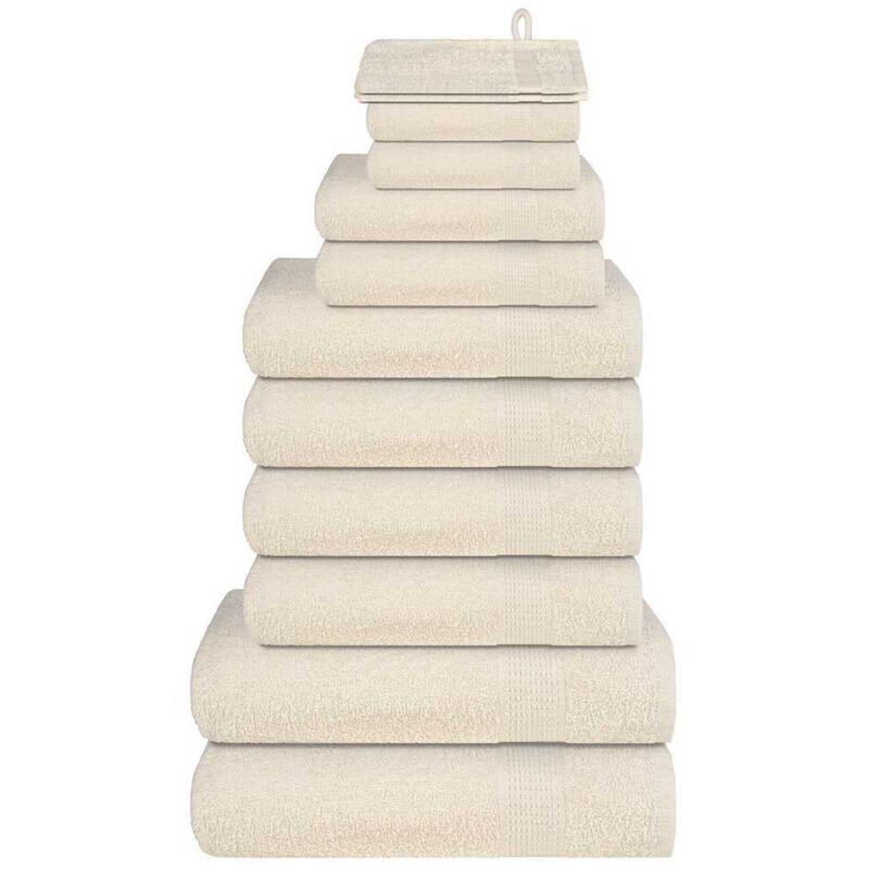 12 Piece Towel Set Cream 360 Gsm 100% Cotton Vidaxl