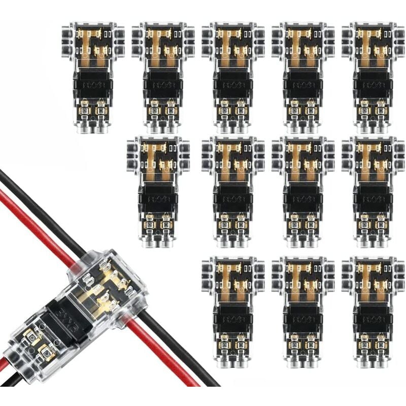 Aougo - 12 Pieces 2 Pin t Connector for Electrical Wire 20/22 awg Car Waterproof Electrical Connector - Solderless Wire Cable Car led Lighting