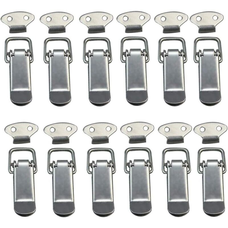 12 Pièces à Bascule Fermoir à Ressort avec Crochet Fermeture à Ressort en Acier Inoxydable pour Coffret, Boîte, Tiroir, Armoire