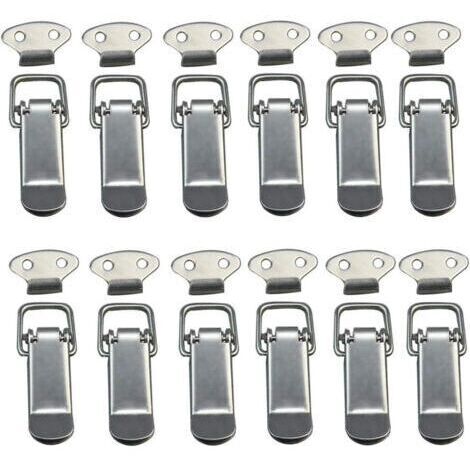 12 Pièces à Bascule Fermoir à Ressort avec Crochet Fermeture à Ressort en Acier Inoxydable pour Coffret, Boîte, Tiroir, Armoire