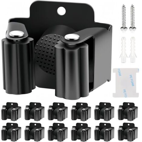 12 Pièces Accroche à Balai en Acier Inoxydable, Fixation Murale Porte à Outils Robuste Support avec Engrenage en Silicone Antidérapant pour Cuisine Salle De Bain Placard Jardin Garage
