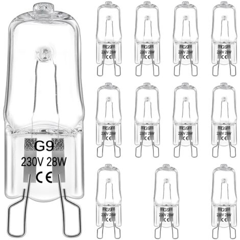 12 Pièces Ampoule Halogène G9 28w 230V, Ampoule G9 Dimmable Blanc Chaud 2800K, Ampoule Four 300 Degré, Pour L'ampoule Du Four, Le Four À Micro-Ondes, l'éclairage d'armoire et Ainsi de Suite