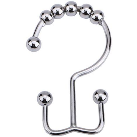 12 PièCes Anneaux De Rideau De Douche Anneau De Rideau De Douche à Double Crochet Acier Inoxydable pour Rideaux De Douche (Argent)