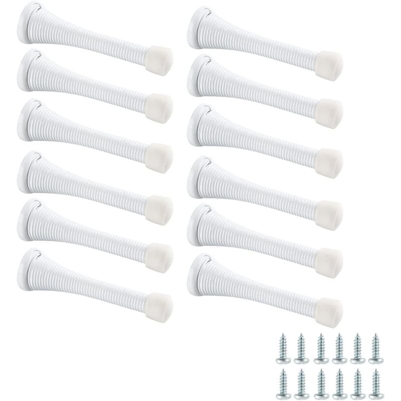 12 pièces, avec vis, blanc, butée de porte à ressort, butée de porte manuelle anti-pincement pour porte supérieure de sécurité enfant,