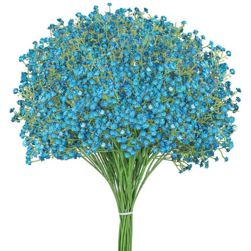 12 PièCes Baby Breath Gypsophila Plantes Artificielles DéCoration de FêTe de Mariage Real Touch Fleurs diy Maison Jardin (Bleu)