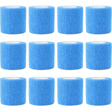 12 Pièces Bandes Élastiques Adhésives 4,5m pour Sabots de Vaches, Imperméables en Polyester Non-Tissé pour Bétail, Bleues