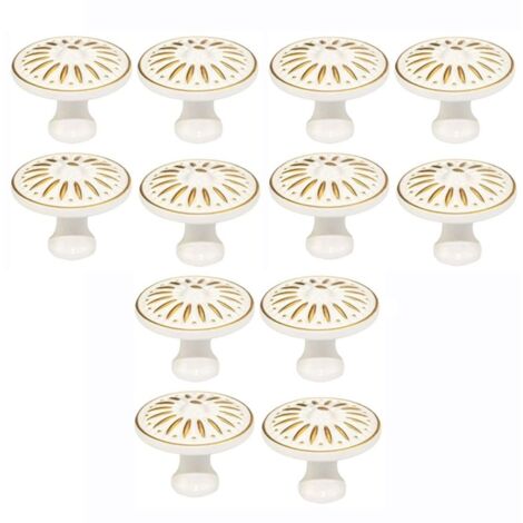 12 Pièces blanc ivoire Moderne 30mm Tiroir de Porte Poignée, Vintage Rond Métal Boutons d'Armoire avec Vis, Mode Beau Simple