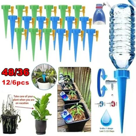 (12 pièces bleues) Système d'irrigation goutte à goutte pour plantes, arroseurs automatiques à monter soi-même, arrosage automatique des plantes d'intérieur