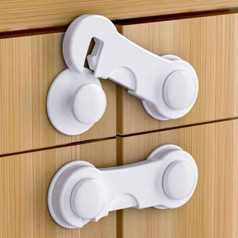 10 Serrures De Sécurité Enfant Pour Armoire/tiroir - Autocollantes, 16 Cm - Protection Bébé - 3