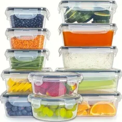 12 pièces boîtes hermétiques pour aliments, Boîte à lunch，avec couvercle et sceau, différentes tailles de boîte de stock, boîtes à repas étanches et à l'épreuve de fuites,,de conteneur alimentaire， bo