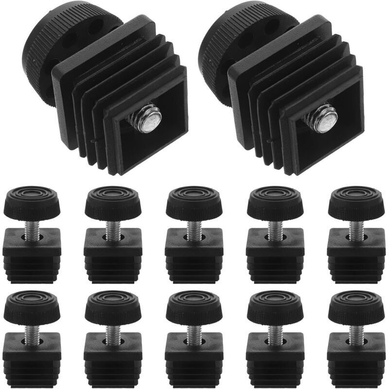 12 pièces Bouchons Carrés Réglables pour Meubles Antidérapants pour Bureaux Chaises et Tabourets Protection Sol et Support Stable