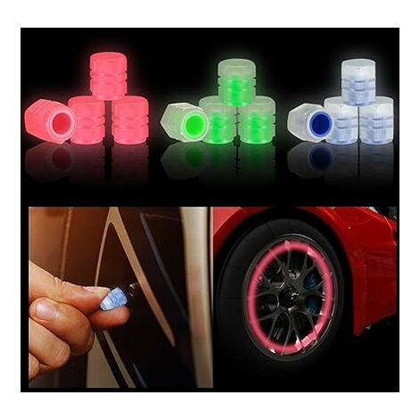 10 Pieces Bouchon Pneu Voiture,Fluorescent Car Tire Valve Caps,Bouchons de  Valve de Pneu fluorescents pour Voiture, Camion, SUV, Moto, vélo (Bleu)