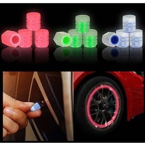 12 Pièces Bouchons de Valve de Pneu Voiture, Universel Capuchons Tige Valve Pneu, Bouchon de Valve Fluorescent, Lumineux Couvercle de Tige de Valve de Pneu pour Voitures, SUV, Vélos, Motos