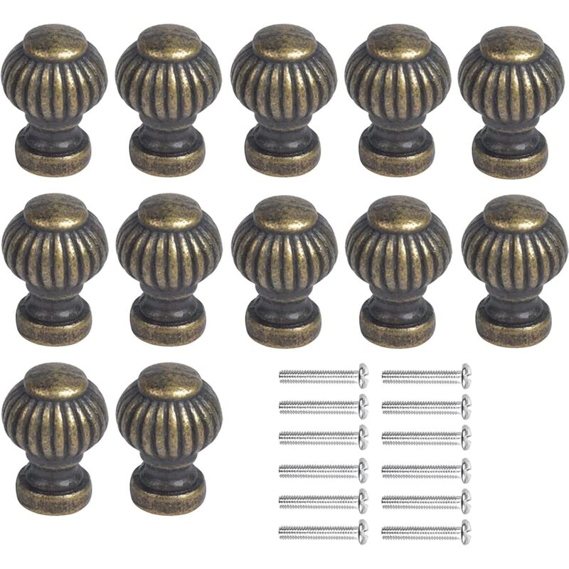 12 Pièces Bouton de Meuble Vintage, Bouton d'Armoire Vintage en Bronze, Mini Bouton D'armoire, Boutons de Placard avec Vis pour Caisse en Bois,