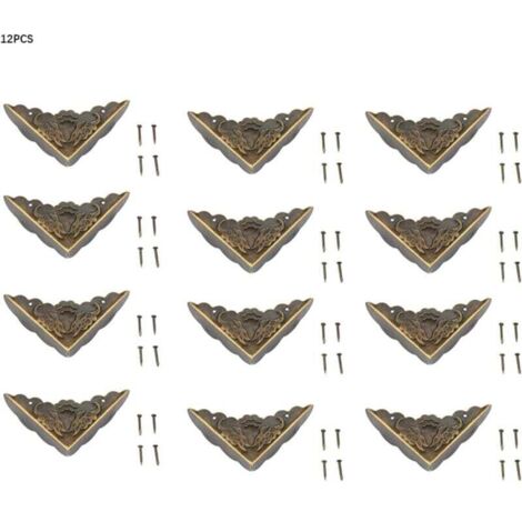 12 pièces bronze coin protecteur Vintage meubles décoratifs coin pour boîtier en bois bijoux coffre boîte de rangement pieds jambes coin protecteur