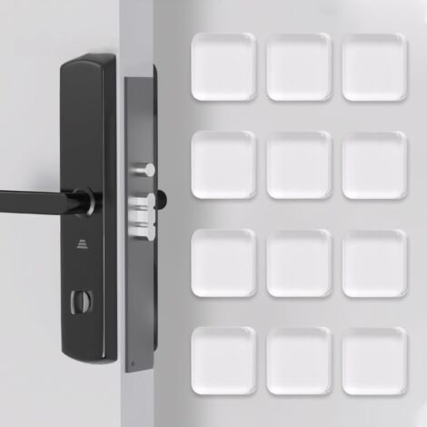 12 Pièces Butée De Poignée De Porte Murale,Butée De Porte Adhésive Transparentes,Coussin De Protection Carré En Silicone 4 cm,Arret De Porte Pour Protéger Les Murs Et Les Meubles