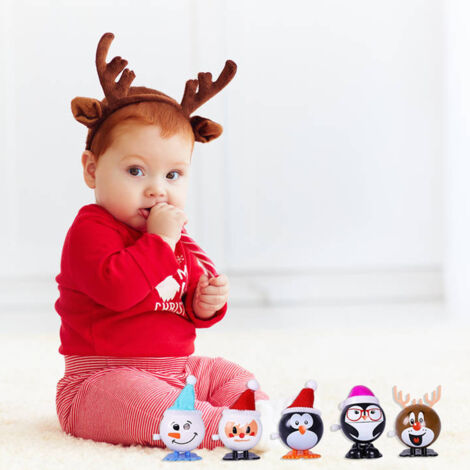 12 Pièces Calendrier de l'Avent Jouets à Remontoir - Jouets Marchants et Sautants pour Noël, Remplissage de Chaussettes Cadeaux