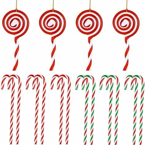 12 Pièces Candy Cane De Noël Bonbons Béquilles, 4 d’Ornement de Sucette de Noël Ornement d'arbre Décor Suspendus Pendentifs Décorations de Noël pour Fête à la Maison PAGNE