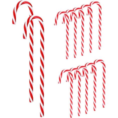 12 Pièces Canne de Bonbons Plastique, Suspendus Candy Cane de Noël, Décorations Sucres d'Orge, Ornements pour Sapin Avec Corde Dorée
