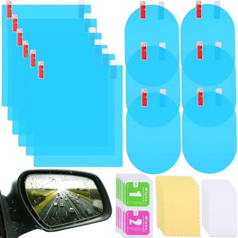 Hoopzi - 12 Pieces Car Rear View Mirror Film Rainproof Waterproof Mirror Film Car Nano Anti-Fog Coating Film for Car Mirrors and Side Windows