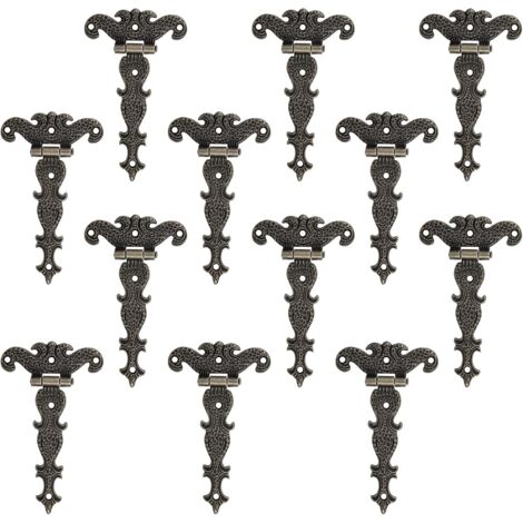 12 Pièces Charnière Rétro, Charnières Décoratives en Bronze Rétro Avec Vis de Montage, Convient à la Réparation de Décoration de Boîte à Outils de Meuble d'Armoire