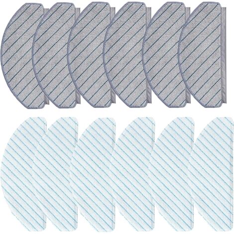 12 Pièces - Chiffon De Vadrouille - Microfibre - Lavable Et Jetable - Pour Aspirateur Ecovacs Deebot Ozmo T10 T10 Plus - Noir - 30x10cm