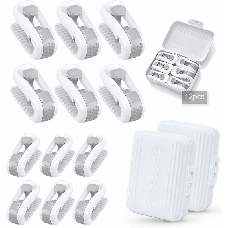 Jalleria - 12 Pièces Clip Housse de Couette,Anti-dérapant sans Aiguille Clip Drap de Lit pour Fixer Les Couettes (Blanc + Blanc) -