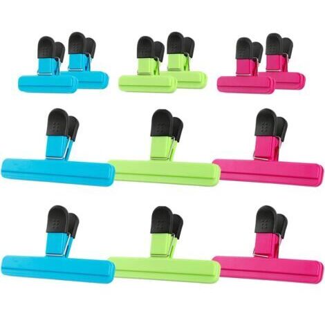 12 pièces Clips de Sac à copeaux Clips Alimentaires en Plastique Robuste Joint étanche à l'air poignée Couleurs Assorties pour Les Sacs de Pommes de Terre de café et de Nourriture