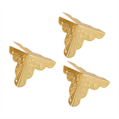 12 pièces Coffrets à Bijoux en Bois avec Protections Métalliques Dorées pour Coins Décoratifs