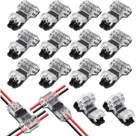 12 pièces Connecteur en T 2 broches pour fil electrique 20/22 AWG Voiture Étanche- sans soudure en fils câble LED éclairage etanche Cosses et kits