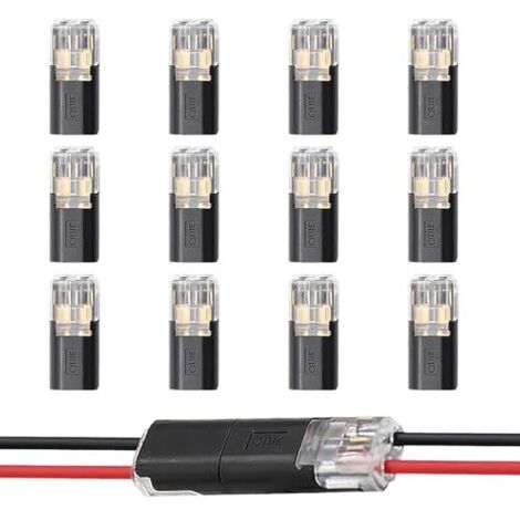 12 Pièces Connecteur Etanche 2 Fils, Electrique Rapide, Épissure Broches de Prise Automatique Étanches pour Câbles 18-22 AWG Conformes à UL-94-V0 Véhicules, LED -