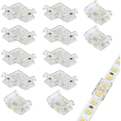 12 Pièces Connecteur Ruban LED RGB 4 Pin 10mm, Connecteur Bande LED 10mm 4 Broches avec 8 Formes L et 4 Raccords Droits, Pour Ruban RGB 12V/24V, Transparent et Sans Soudure