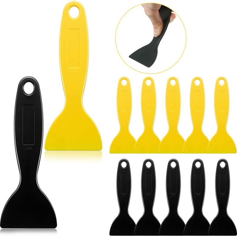 12 Pièces Couteau à Mastic de Spatule en Plastique, Outil d'Installation d'Autocollants Grattoirs à Peinture Flexibles pour Retrait de la Résine
