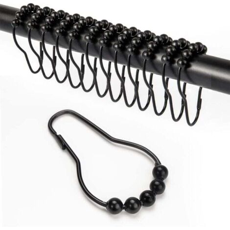 12 Pièces Crochet Rideau Douche, Anneau Rideau Douche avec Système Coulissant, Anneaux pour Tringle à Rideaux Antirouille, Anneaux Rideaux Douche pour Rideau de Porte, Rideau de fenêtre