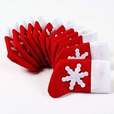 12 Pièces de Bas de Noël pour Couverts et Serviettes - Chaussettes de Cheminée pour la Décoration des Fêtes