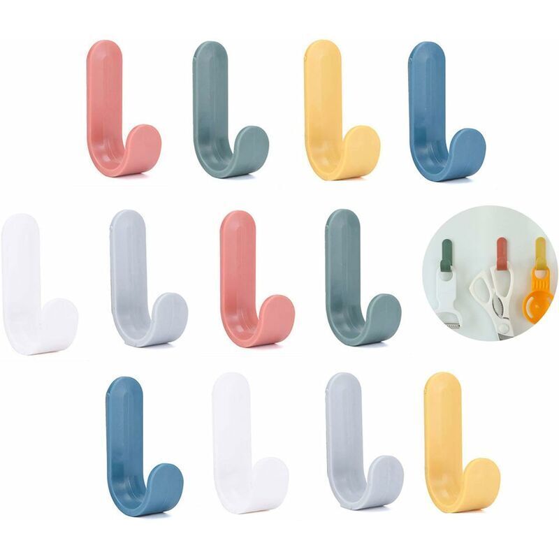 12 pièces de crochet porte-serviettes, crochet de salle de bain porte-serviettes de salle de bain cuisine bureau porte-manteau enfants, crochet mural