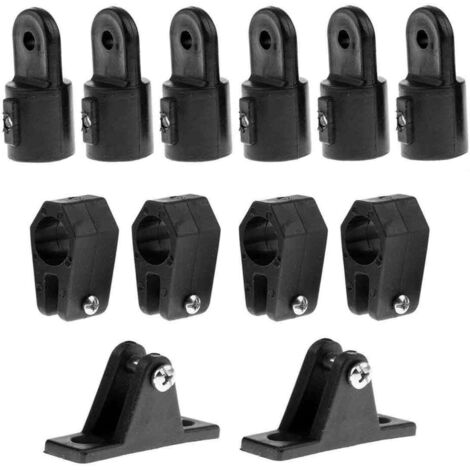 12 pièces de quincaillerie pour fixations de bimini à 3 arceaux pour bateau, charnières coulissantes à mâchoires en nylon