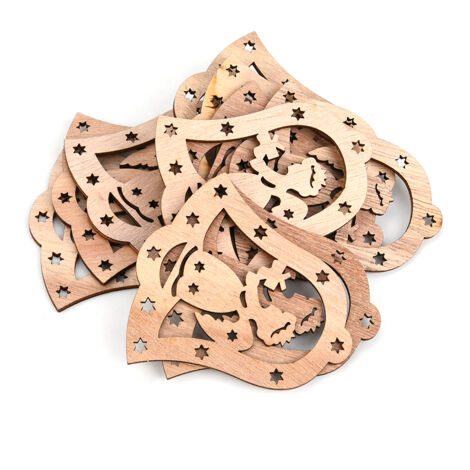 12 pièces décorations suspendues Noël en bois Père Noël ange bonhomme de neige ornements DIY mariage
