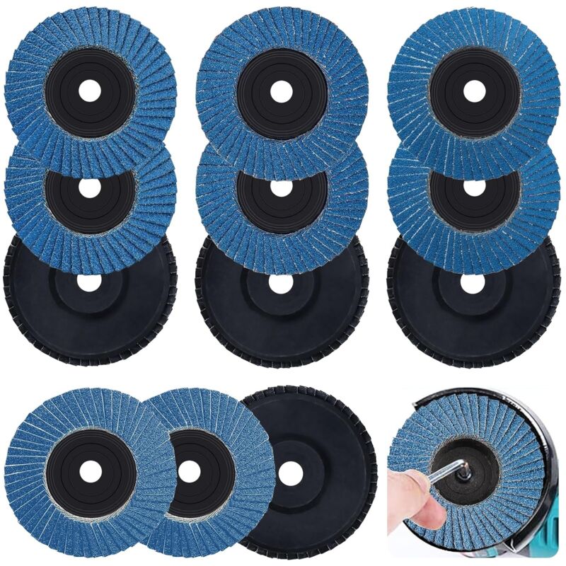 12 Pièces Disque à Lamelles, Disque a Lamelles 75mm, Disque Lamelle Grain 40/60/80/120, Disque à Lamelle Meuleuse pour Enlever Ebavure, Polissage,